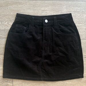 BONGO Forever 21 Collab Black Corduroy High Waisted Mini Skirt Vintage 90s Vibes